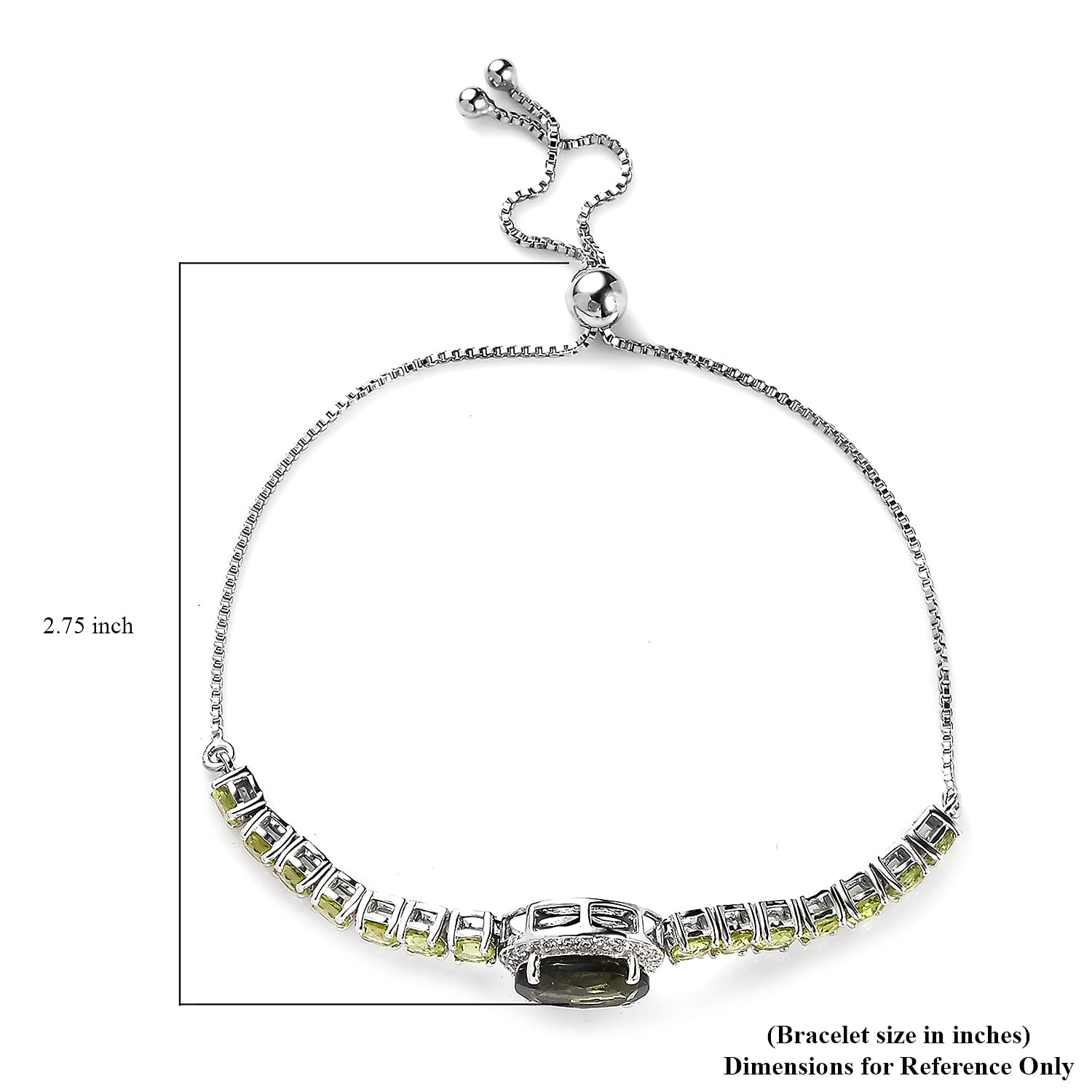 Premium Bohemian Moldavite and Multi Gemstone Bolo Bracelet in Platinum Over Sterling Silver 8.35 ctw
