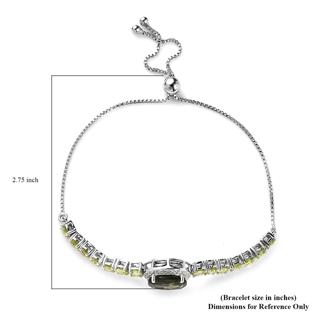 Premium Bohemian Moldavite and Multi Gemstone Bolo Bracelet in Platinum Over Sterling Silver 8.35 ctw image number 4