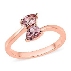 Premium Blush Tourmaline Bypass Ring in Vermeil Rose Gold Over Sterling Silver (Size 10.0) 0.40 ctw