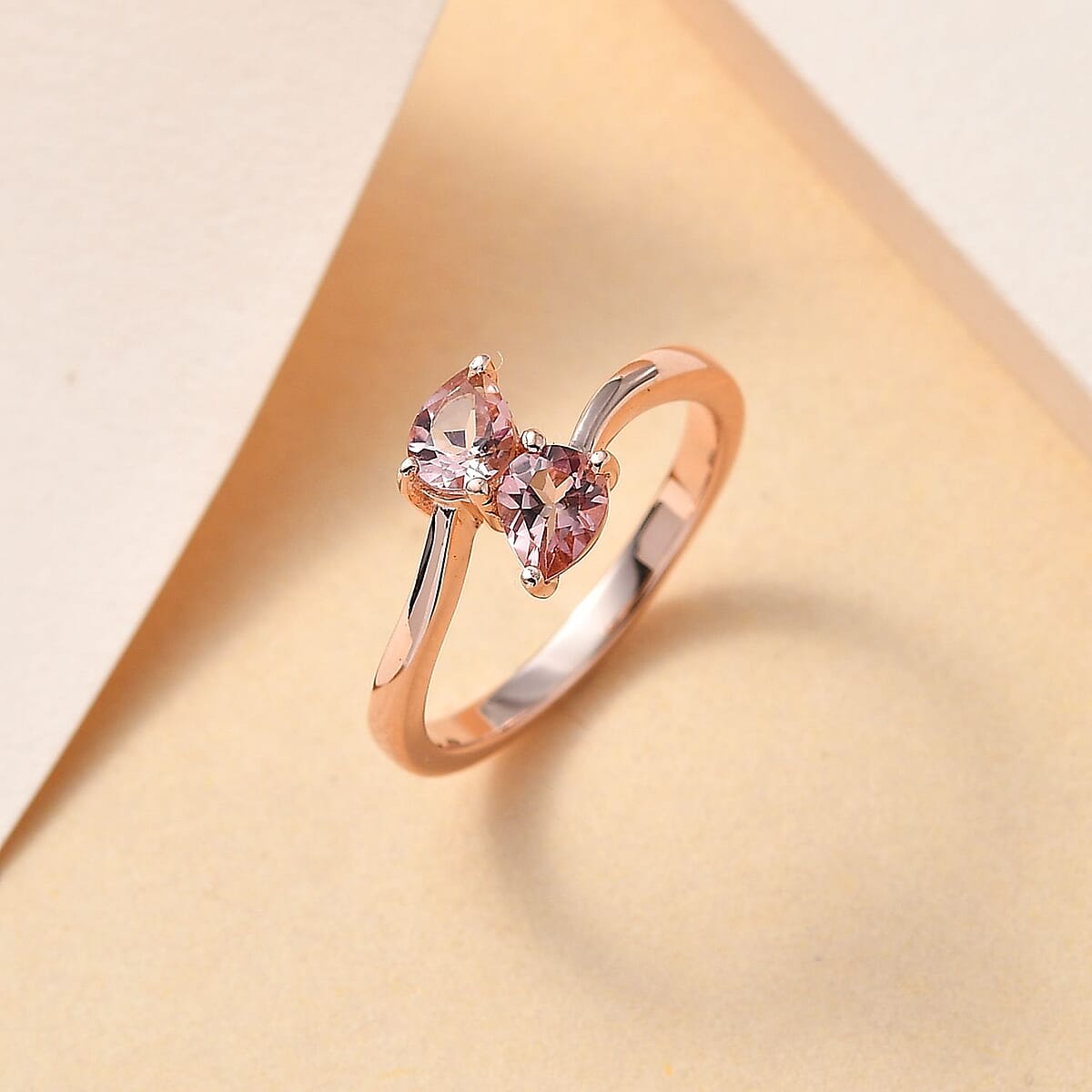 Premium Blush Tourmaline Bypass Ring in Vermeil Rose Gold Over Sterling Silver 0.40 ctw image number 1