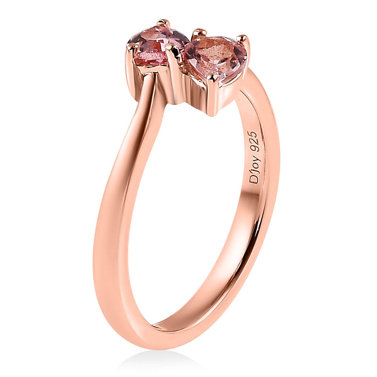 Premium Blush Tourmaline Bypass Ring in Vermeil Rose Gold Over Sterling Silver (Size 10.0) 0.40 ctw