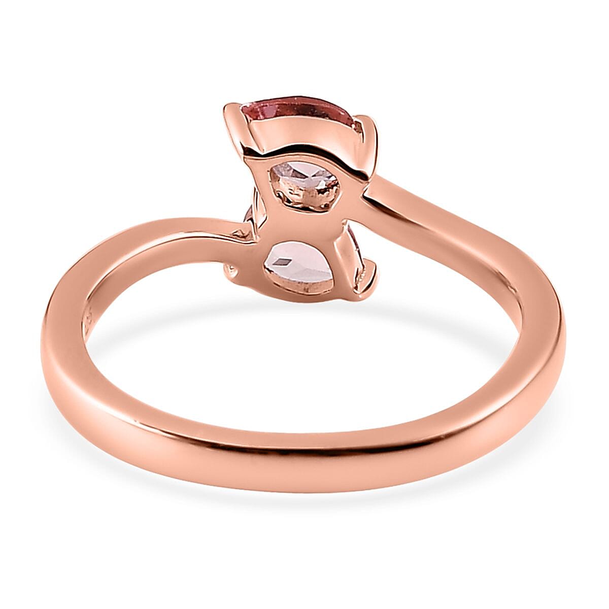 Premium Blush Tourmaline Bypass Ring in Vermeil Rose Gold Over Sterling Silver (Size 10.0) 0.40 ctw