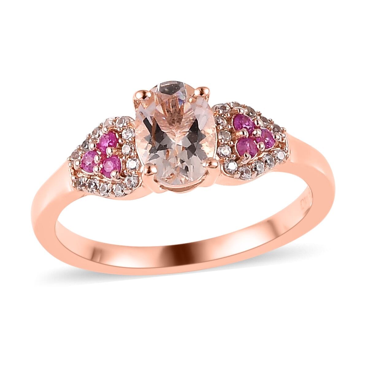 Premium Marropino Morganite and Multi Gemstone Ring in Vermeil Rose Gold Over Sterling Silver 0.90 ctw image number 0