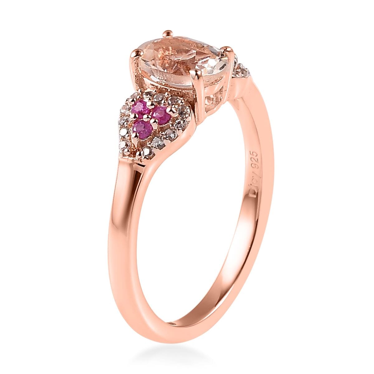 Premium Marropino Morganite and Multi Gemstone Ring in Vermeil Rose Gold Over Sterling Silver 0.90 ctw image number 3