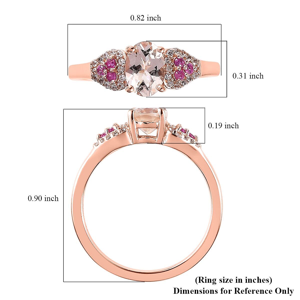Premium Marropino Morganite and Multi Gemstone Ring in Vermeil Rose Gold Over Sterling Silver (Size 10.0) 0.90 ctw
