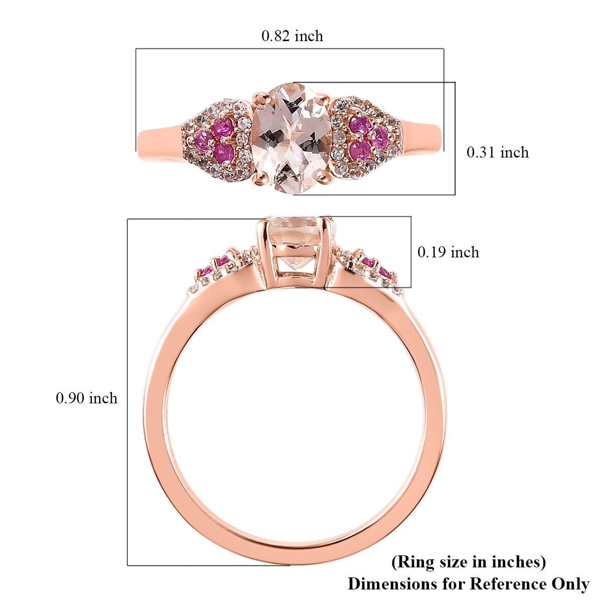 Premium Marropino Morganite and Multi Gemstone Ring in Vermeil Rose Gold Over Sterling Silver 0.90 ctw image number 5