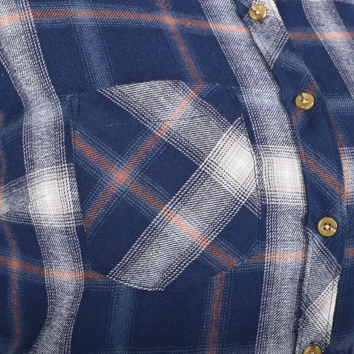 Victory Sportswear Blue and White Plaid Pattern Cotton Flannel Shirt - S image number 5