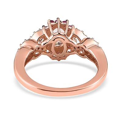 Premium Marropino Morganite and Multi Gemstone Sunburst Ring in Vermeil Rose Gold Over Sterling Silver (Size 10.0) 1.25 ctw