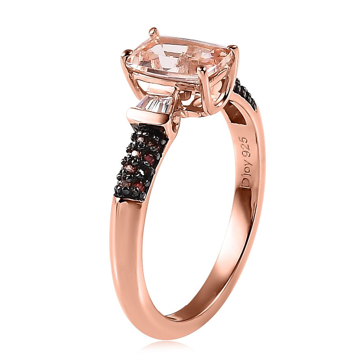 Premium Marropino Morganite, Brown and White Zircon Ring in Vermeil Rose Gold Over Sterling Silver 1.20 ctw image number 3
