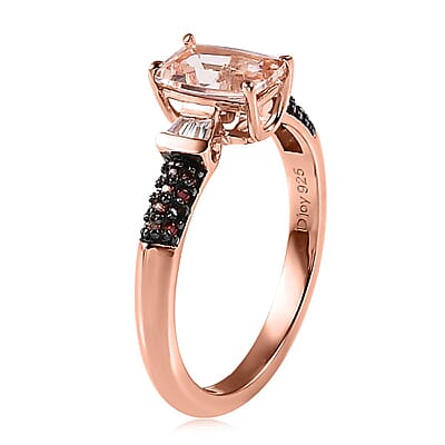 Premium Marropino Morganite, Brown and White Zircon Ring in Vermeil Rose Gold Over Sterling Silver (Size 10.0) 1.20 ctw
