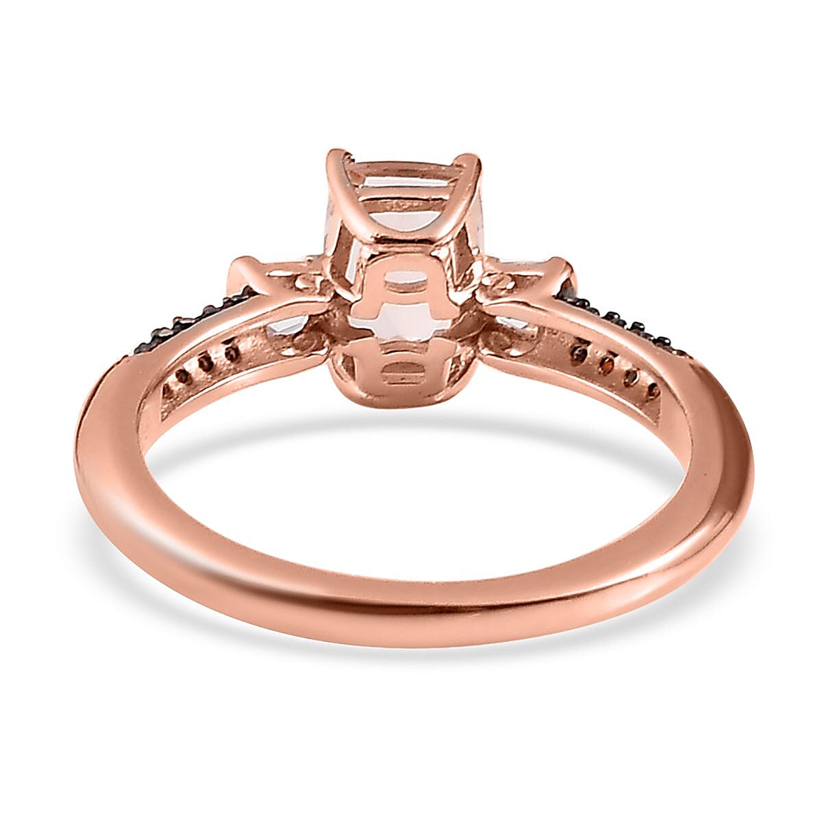 Premium Marropino Morganite, Brown and White Zircon Ring in Vermeil Rose Gold Over Sterling Silver 1.20 ctw image number 4