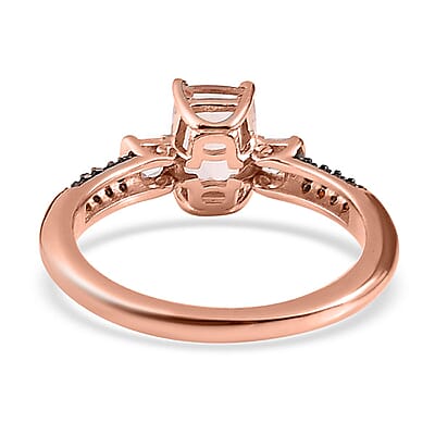 Premium Marropino Morganite, Brown and White Zircon Ring in Vermeil Rose Gold Over Sterling Silver (Size 10.0) 1.20 ctw