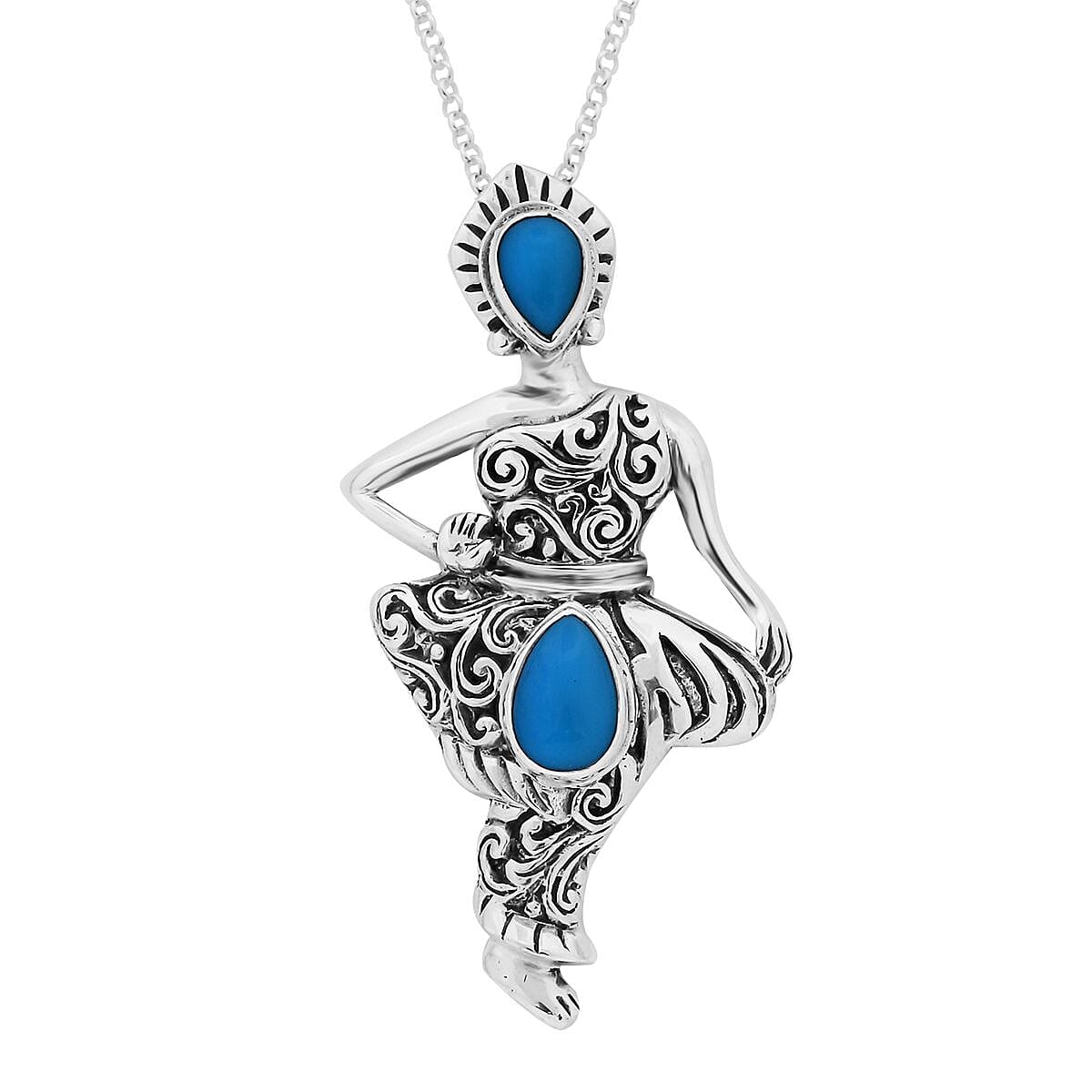 Bali Legacy Sleeping Beauty Turquoise 1.80 ctw Ballerina Pendant without Chain in Sterling Silver image number 0