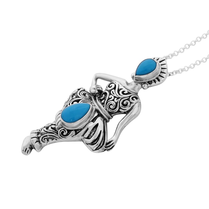 Bali Legacy Sleeping Beauty Turquoise 1.80 ctw Ballerina Pendant without Chain in Sterling Silver
