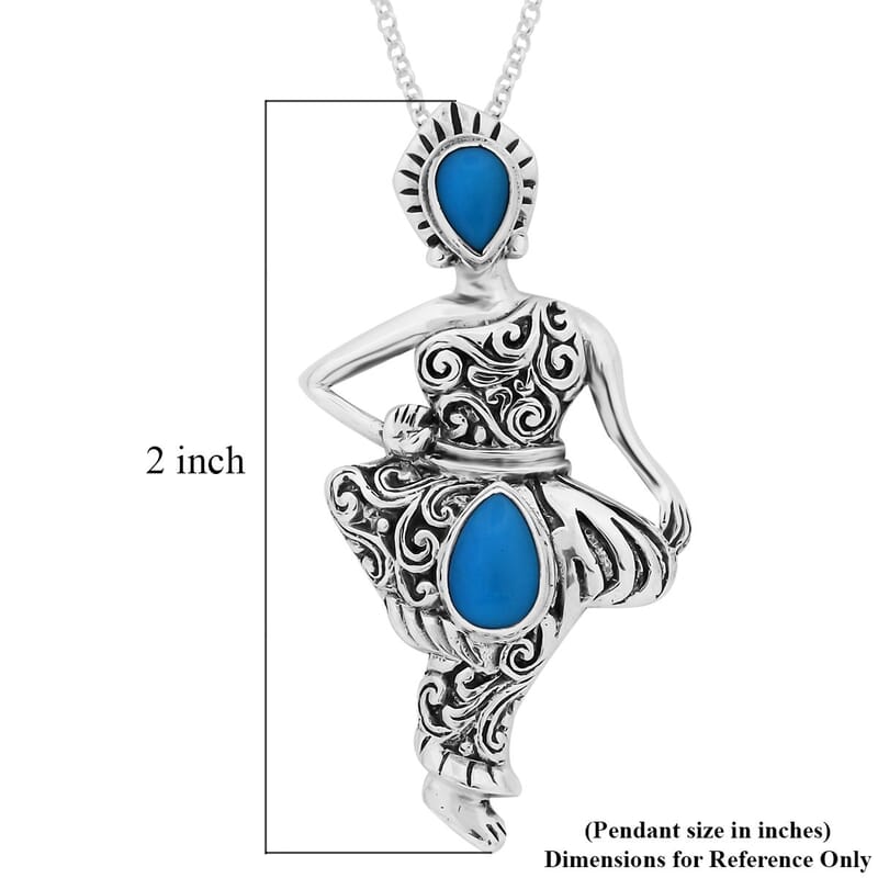 Bali Legacy Sleeping Beauty Turquoise 1.80 ctw Ballerina Pendant without Chain in Sterling Silver