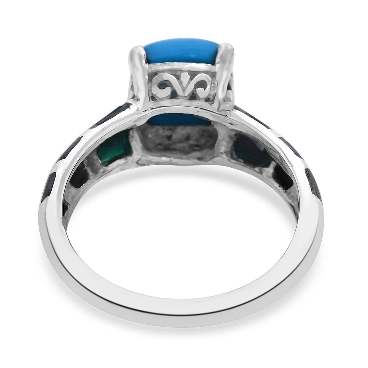 Bali Legacy Sleeping Beauty Turquoise and Abalone Shell Ring in Sterling Silver 3.15 ctw (Del. in 3-5 Days) image number 4