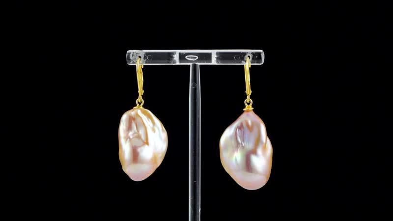 Doorbuster Organic Shape Baroque Pearl Lever Back Earrings in 14K Yellow Gold Over Sterling Silver