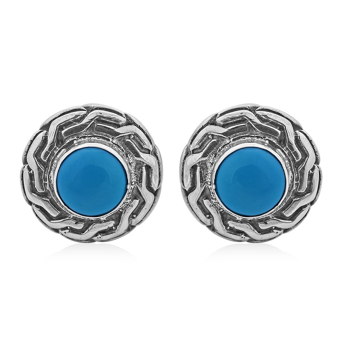 Bali Legacy Sleeping Beauty Turquoise Stud Earrings in Sterling Silver 1.50 ctw image number 0