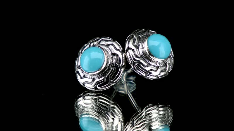 Bali Legacy Sleeping Beauty Turquoise Stud Earrings in Sterling Silver 1.50 ctw