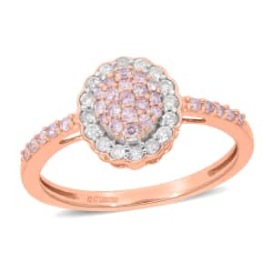 Luxoro 10K Rose Gold I3 Natural Pink and White Diamond Floral Ring (Size 10.0) 0.50 ctw