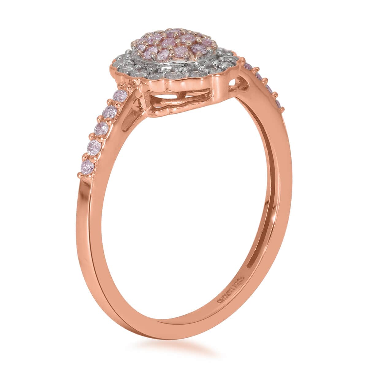 Luxoro 10K Rose Gold I3 Natural Pink and White Diamond Floral Ring 0.50 ctw image number 2