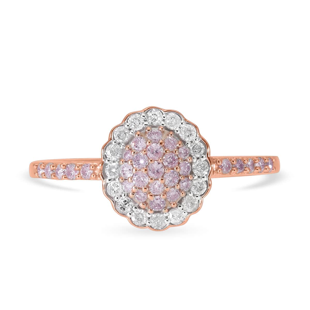 Luxoro 10K Rose Gold I3 Natural Pink and White Diamond Floral Ring 0.50 ctw image number 3