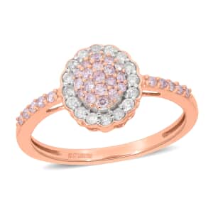 Luxoro I3 Natural Pink and White Diamond 0.50 ctw Floral Ring in 10K Rose Gold (Size 6.0)