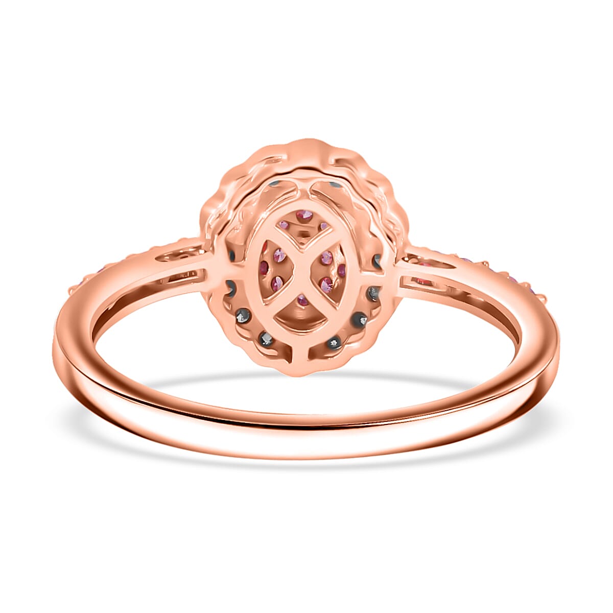 Luxoro I3 Natural Pink and White Diamond 0.50 ctw Floral Ring in 10K Rose Gold (Size 7.0) image number 3