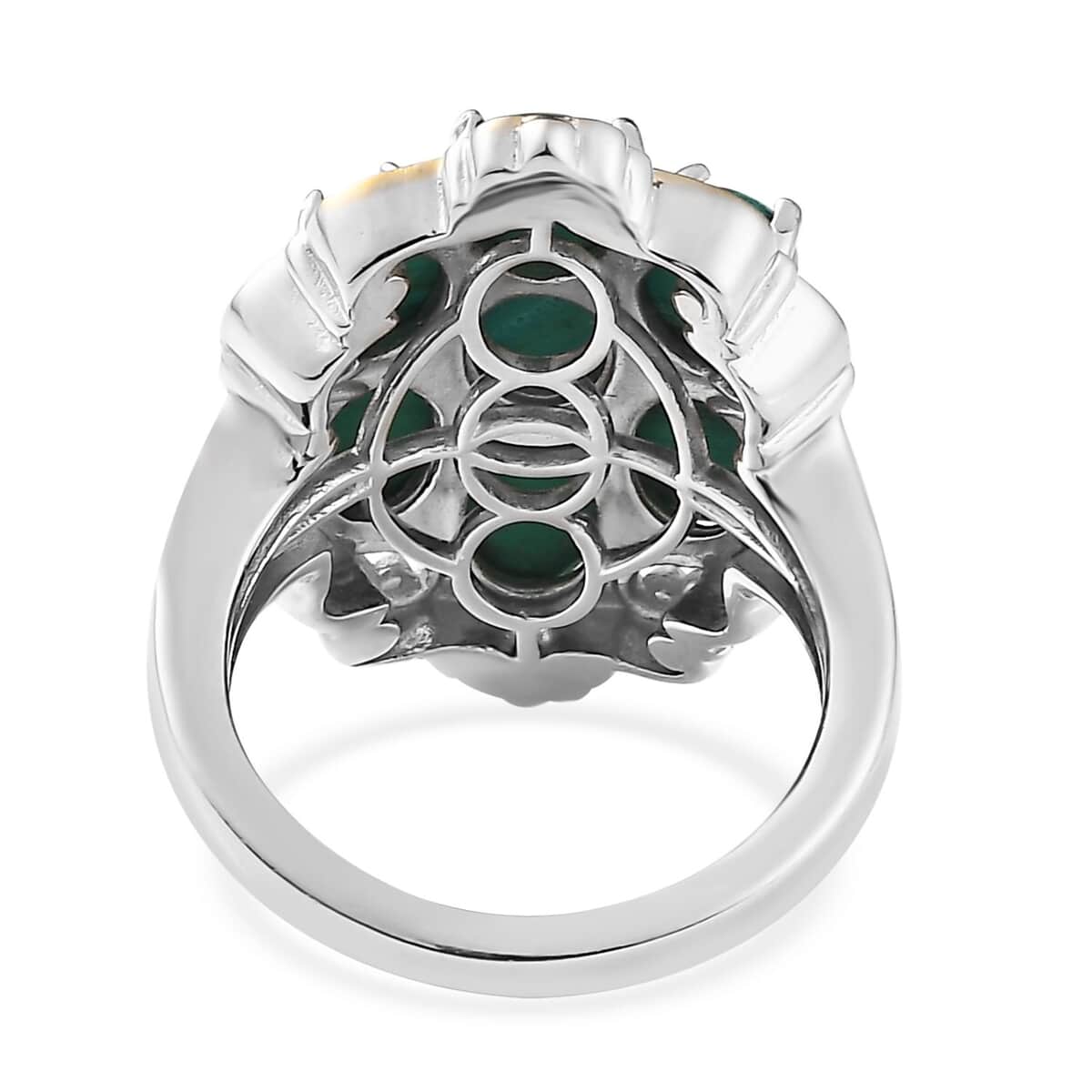 Karis African Malachite Cluster Ring in 18K YG Plated and Platinum Bond (Size 10.0) 9.00 ctw image number 4