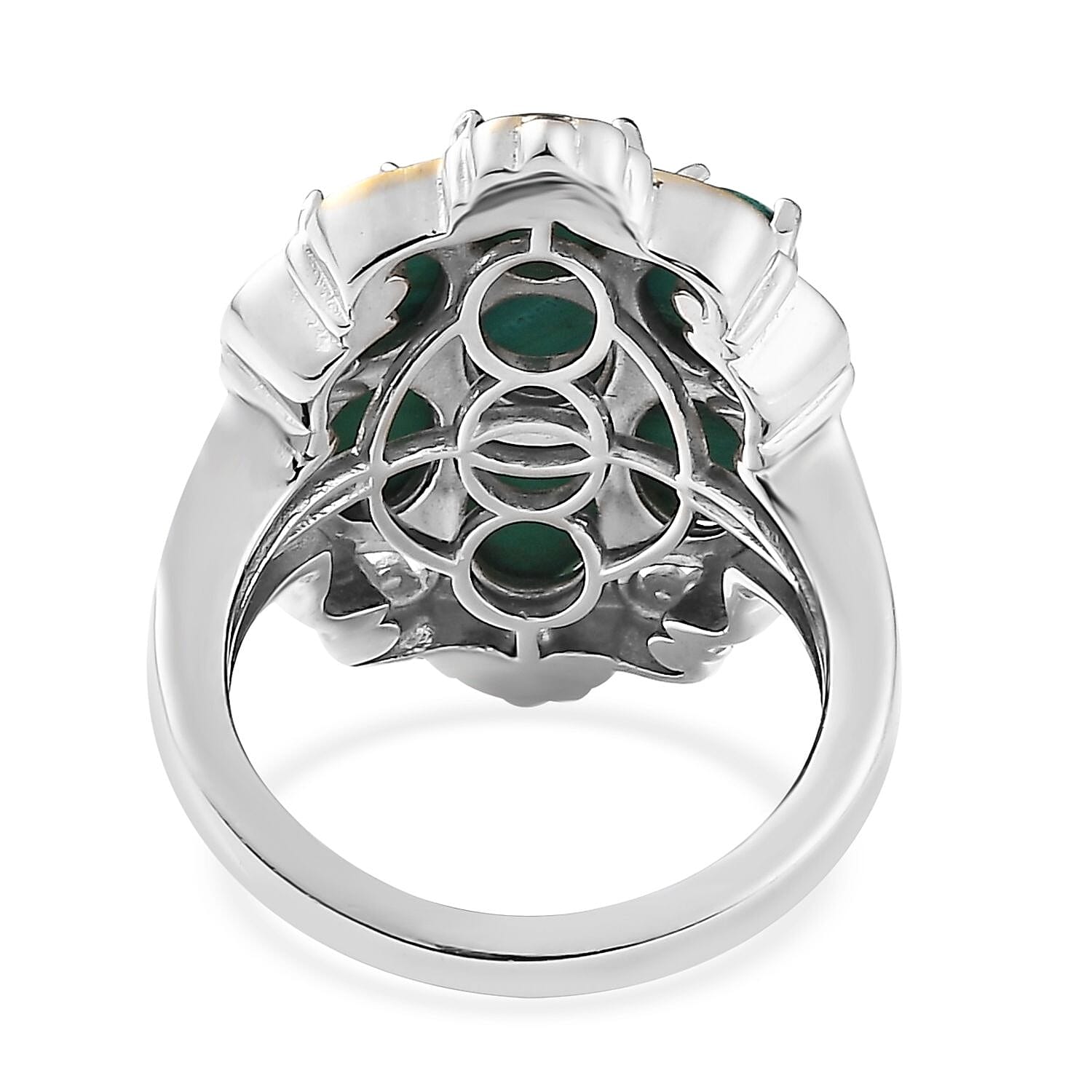 Karis African Malachite Cluster Ring in 18K YG Plated and Platinum Bond (Size 5.0) 9.00 ctw