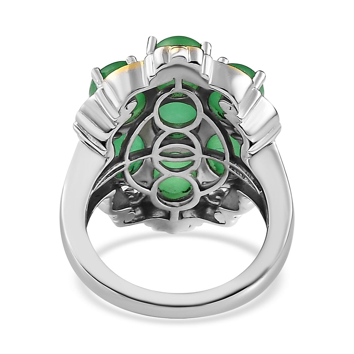 Karis Green Jade (D) Ring in 18K YG Plated and Platinum Bond (Size 6.0) 6.60 ctw image number 4