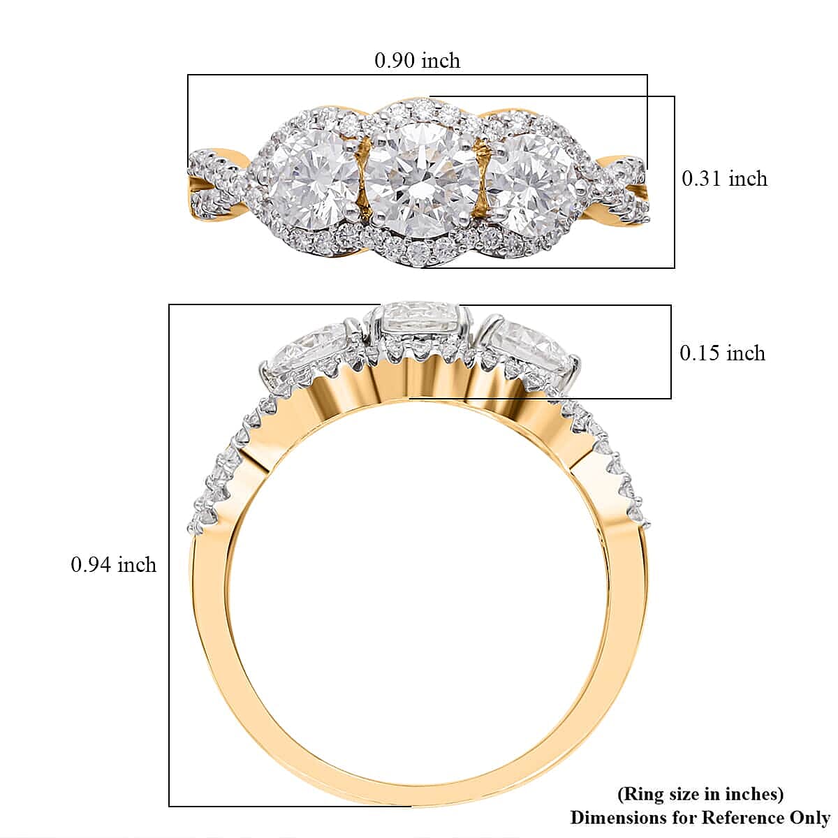14K Yellow Gold Luxuriant Lab Grown Diamond E-F VS Ring (Size 10.0) 1.60 ctw