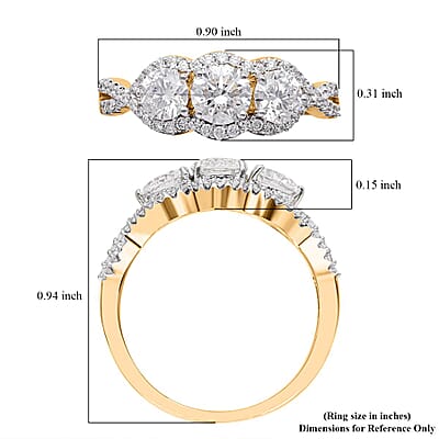 14K Yellow Gold Luxuriant Lab Grown Diamond E-F VS Ring (Size 10.0) 1.60 ctw