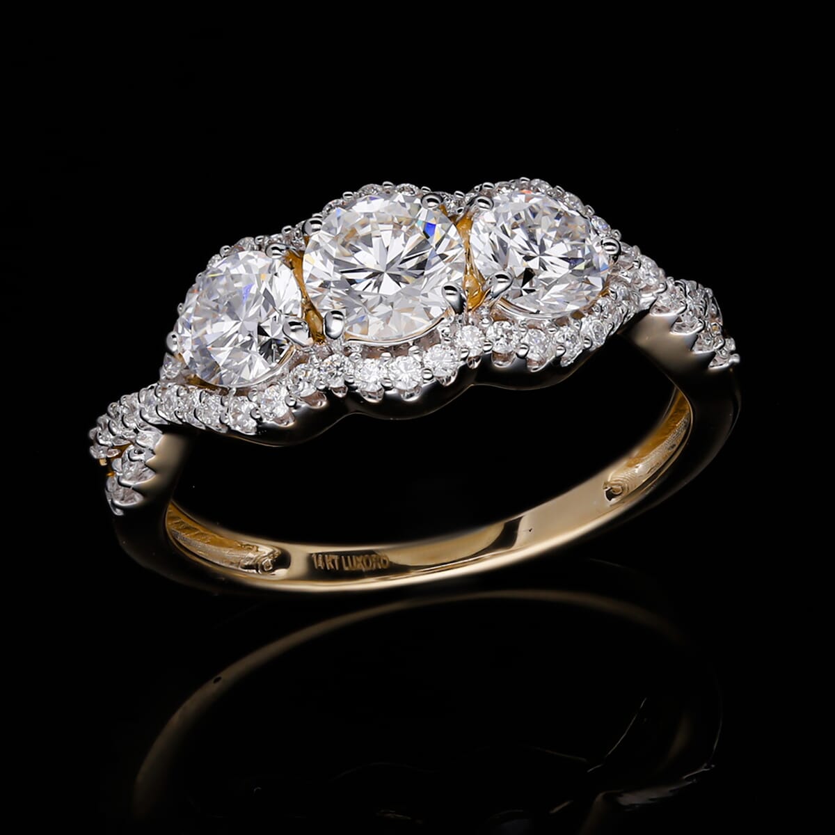14K Yellow Gold Luxuriant Lab Grown Diamond E-F VS Ring (Size 9.0) 1.60 ctw image number 1