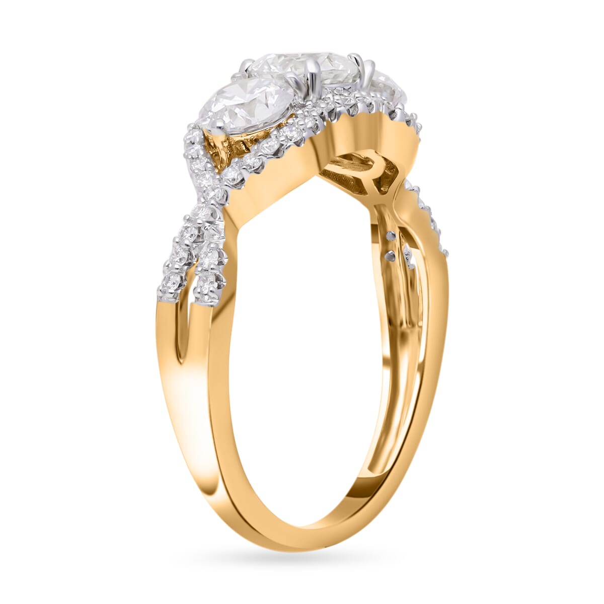 14K Yellow Gold Luxuriant Lab Grown Diamond E-F VS Ring (Size 9.0) 1.60 ctw image number 3