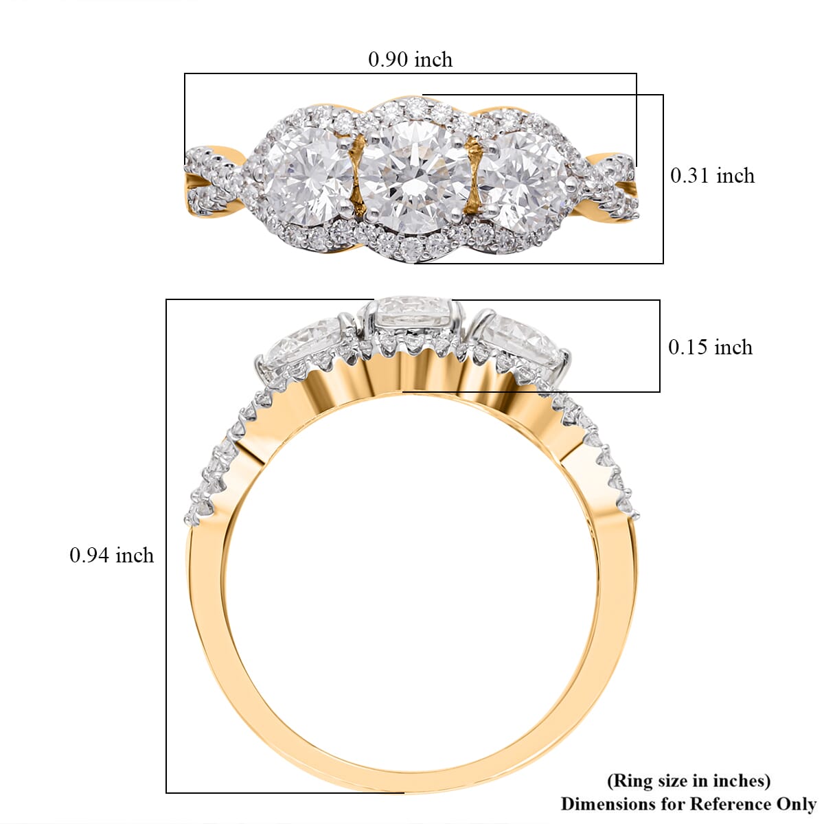 14K Yellow Gold Luxuriant Lab Grown Diamond E-F VS Ring (Size 9.0) 1.60 ctw image number 5