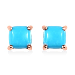 Sleeping Beauty Turquoise Solitaire Stud Earrings in 14K Rose Gold Over Sterling Silver 1.20 ctw
