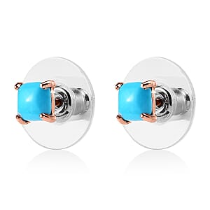 Sleeping Beauty Turquoise Solitaire Stud Earrings in 14K Rose Gold Over Sterling Silver 1.20 ctw