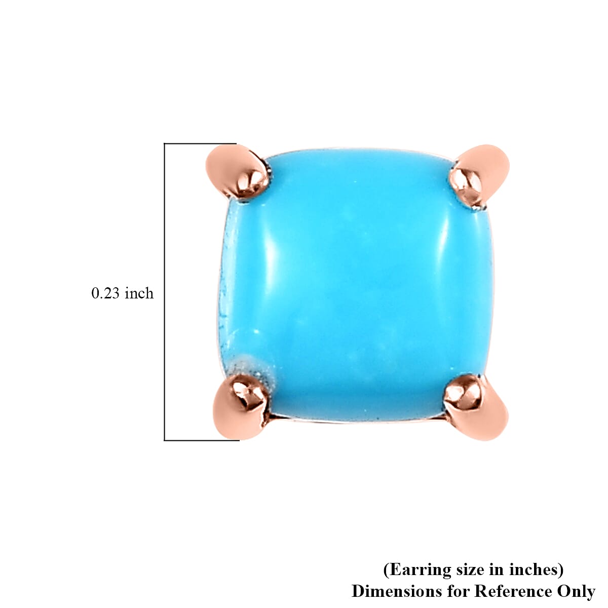 Sleeping Beauty Turquoise Solitaire Stud Earrings in 14K Rose Gold Over Sterling Silver 1.20 ctw
