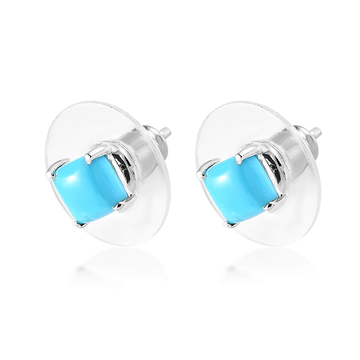 Sleeping Beauty Turquoise Solitaire Stud Earrings in 14K Rose Gold Over Sterling Silver 1.20 ctw image number 3