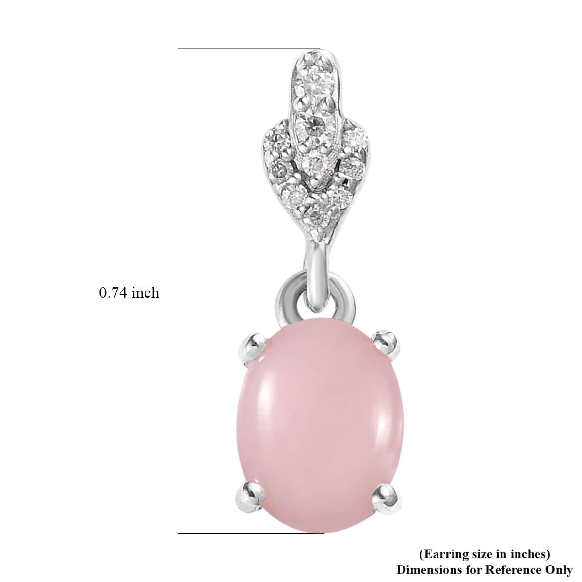 Peruvian Pink Opal and Moissanite Dangle Earrings in Platinum Over Sterling Silver 2.00 ctw image number 4