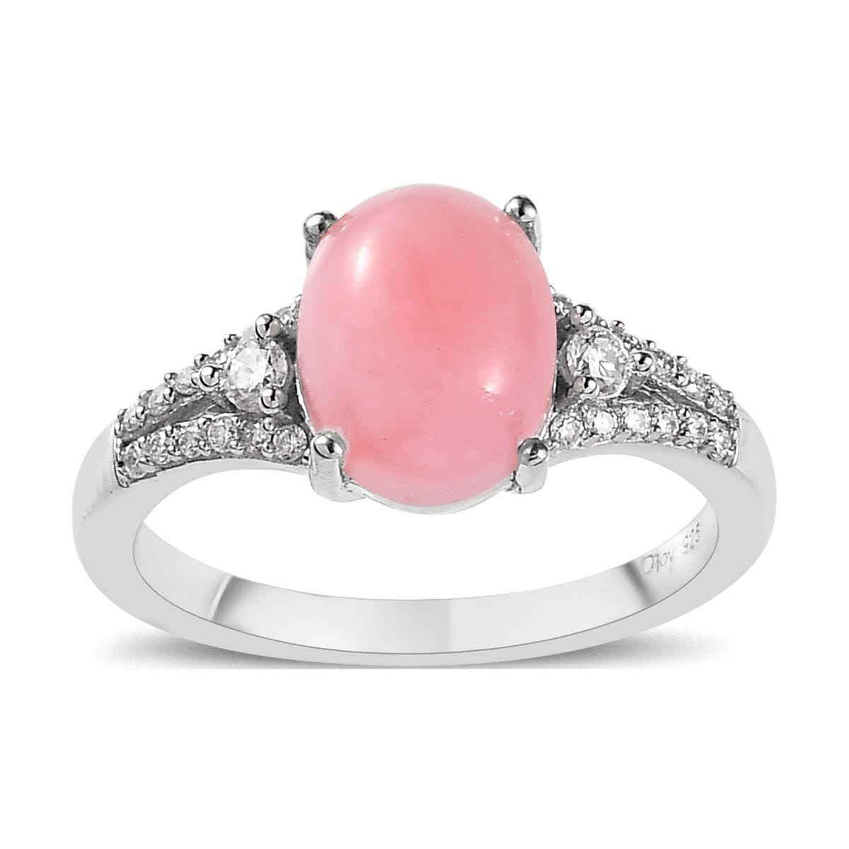 Oregon Pink Opal and Moissanite Ring in Platinum Over Sterling Silver (Size 6.0) 1.90 ctw image number 0