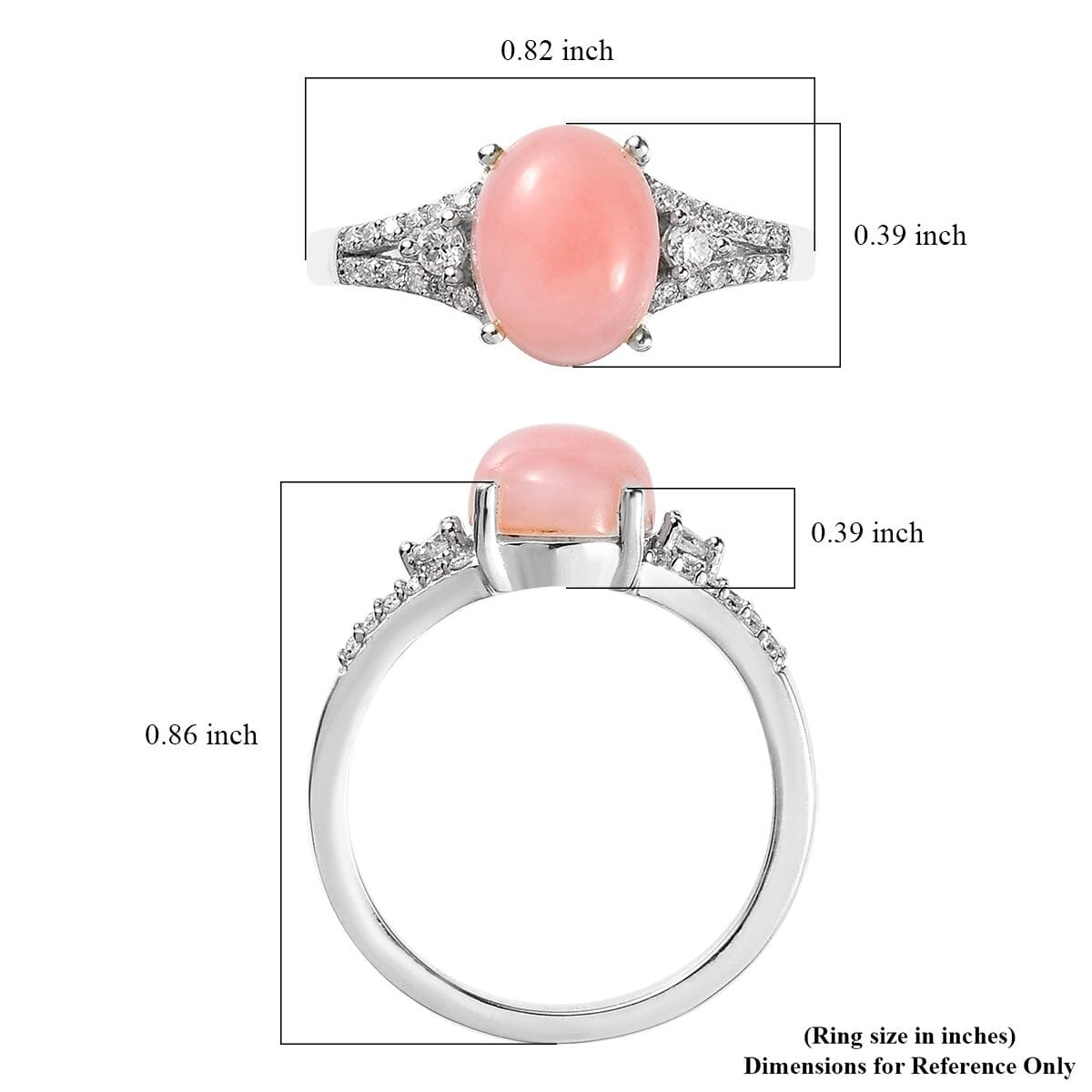 Oregon Pink Opal and Moissanite Ring in Platinum Over Sterling Silver (Size 6.0) 1.90 ctw image number 5