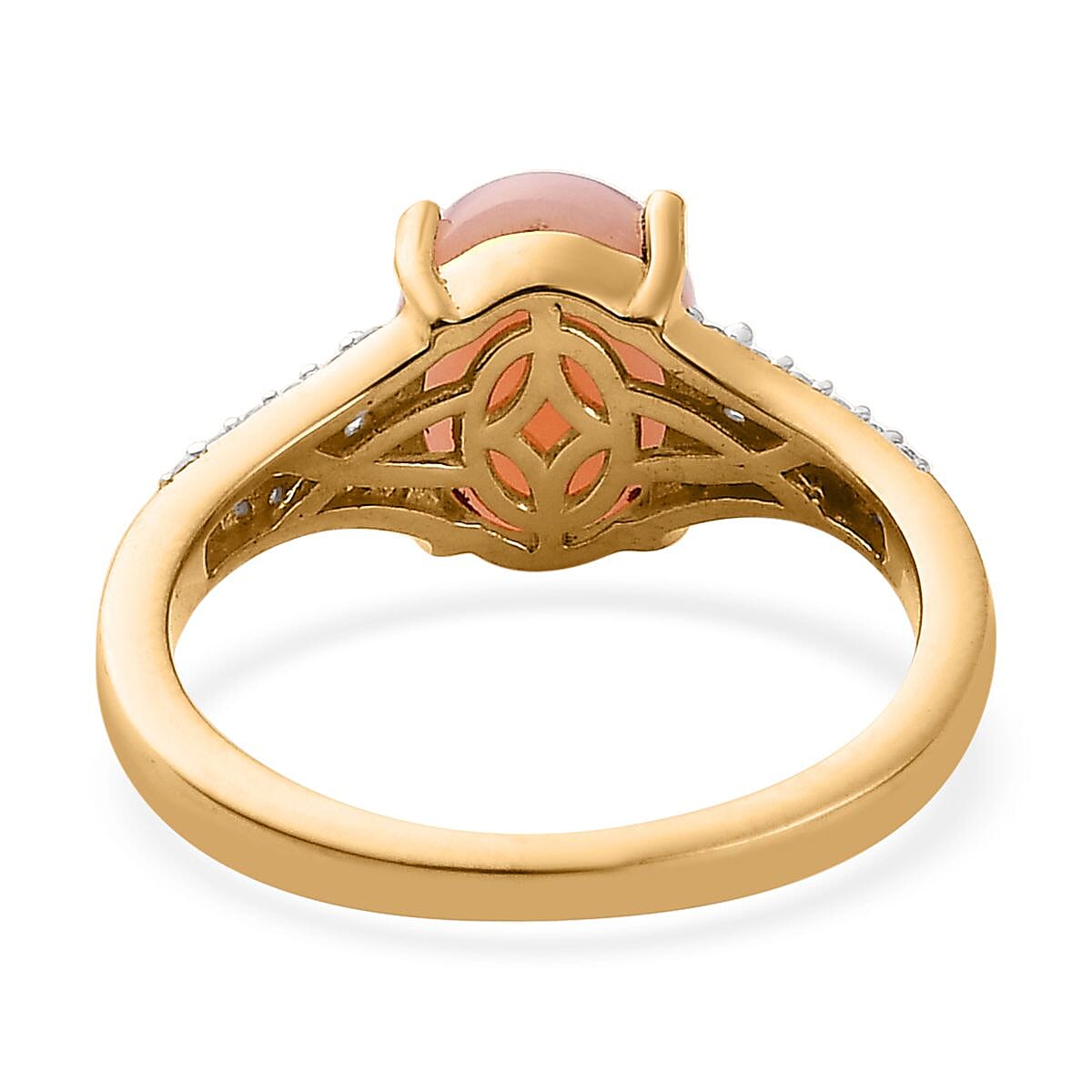 Oregon Pink Opal and Moissanite Ring in Vermeil Yellow Gold Over Sterling Silver (Size 7.0) 1.90 ctw image number 4