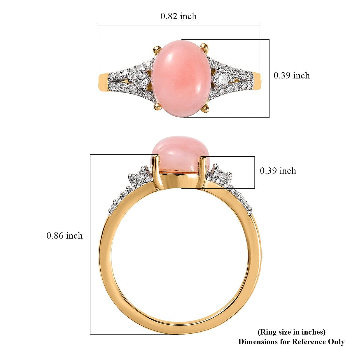 Oregon Pink Opal and Moissanite Ring in Vermeil Yellow Gold Over Sterling Silver (Size 7.0) 1.90 ctw image number 5