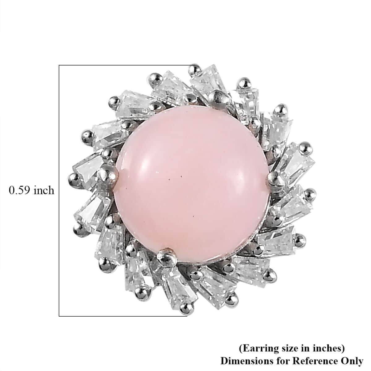 Peruvian Pink Opal and Moissanite Halo Stud Earrings in Platinum Over Sterling Silver 4.30 ctw image number 4