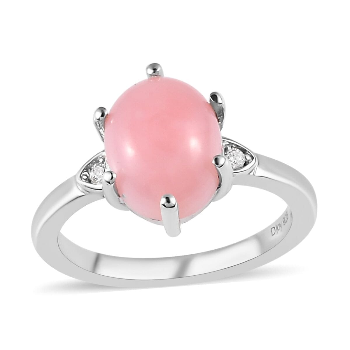 Peruvian Pink Opal and Moissanite Ring in Platinum Over Sterling Silver (Size 6.0) 2.35 ctw image number 0