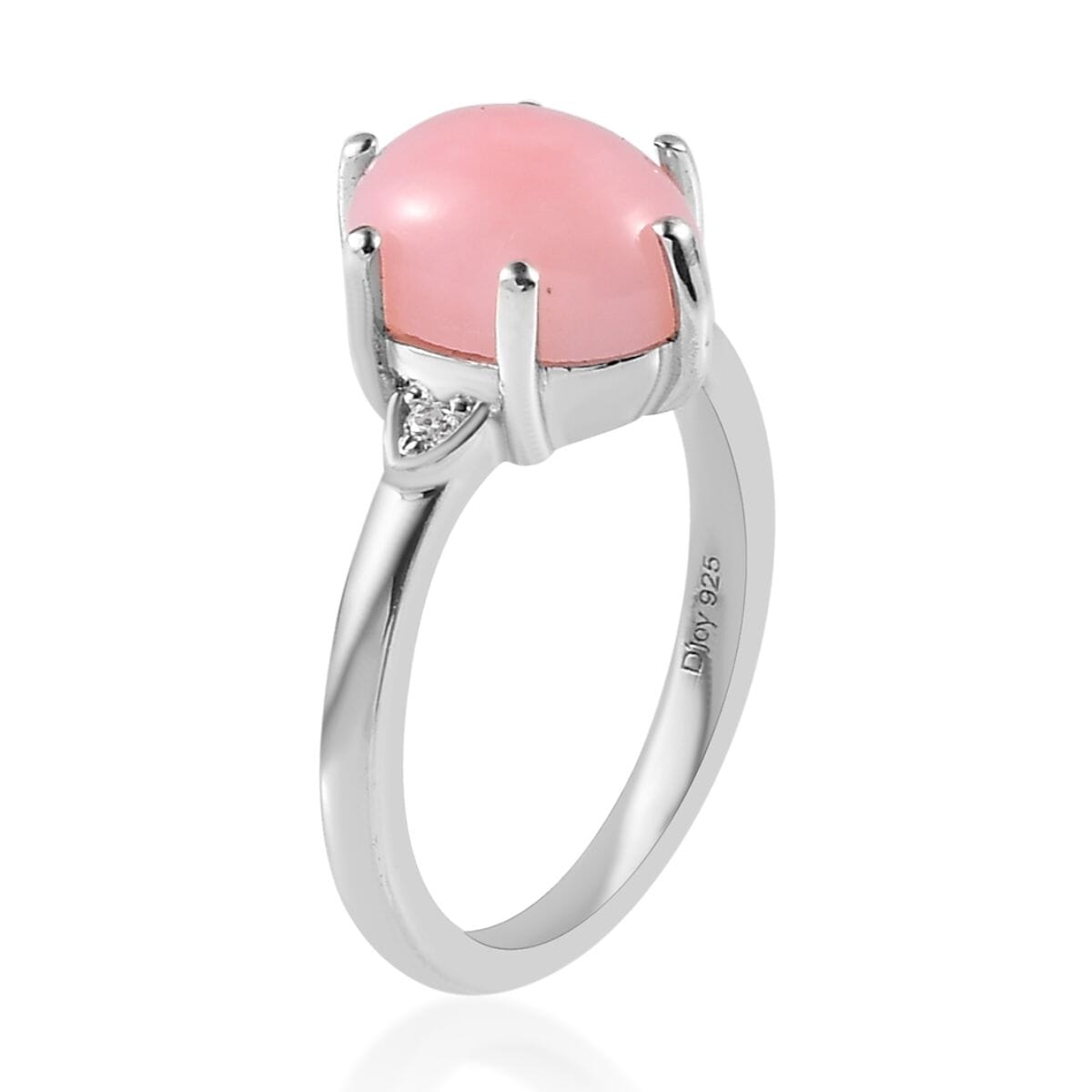 Peruvian Pink Opal and Moissanite Ring in Platinum Over Sterling Silver (Size 6.0) 2.35 ctw image number 3