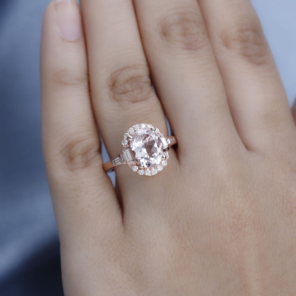 Pink Morganite, Moissanite Ring in Vermeil RG Over Sterling Silver (Size 6.0) 2.85 ctw image number 2