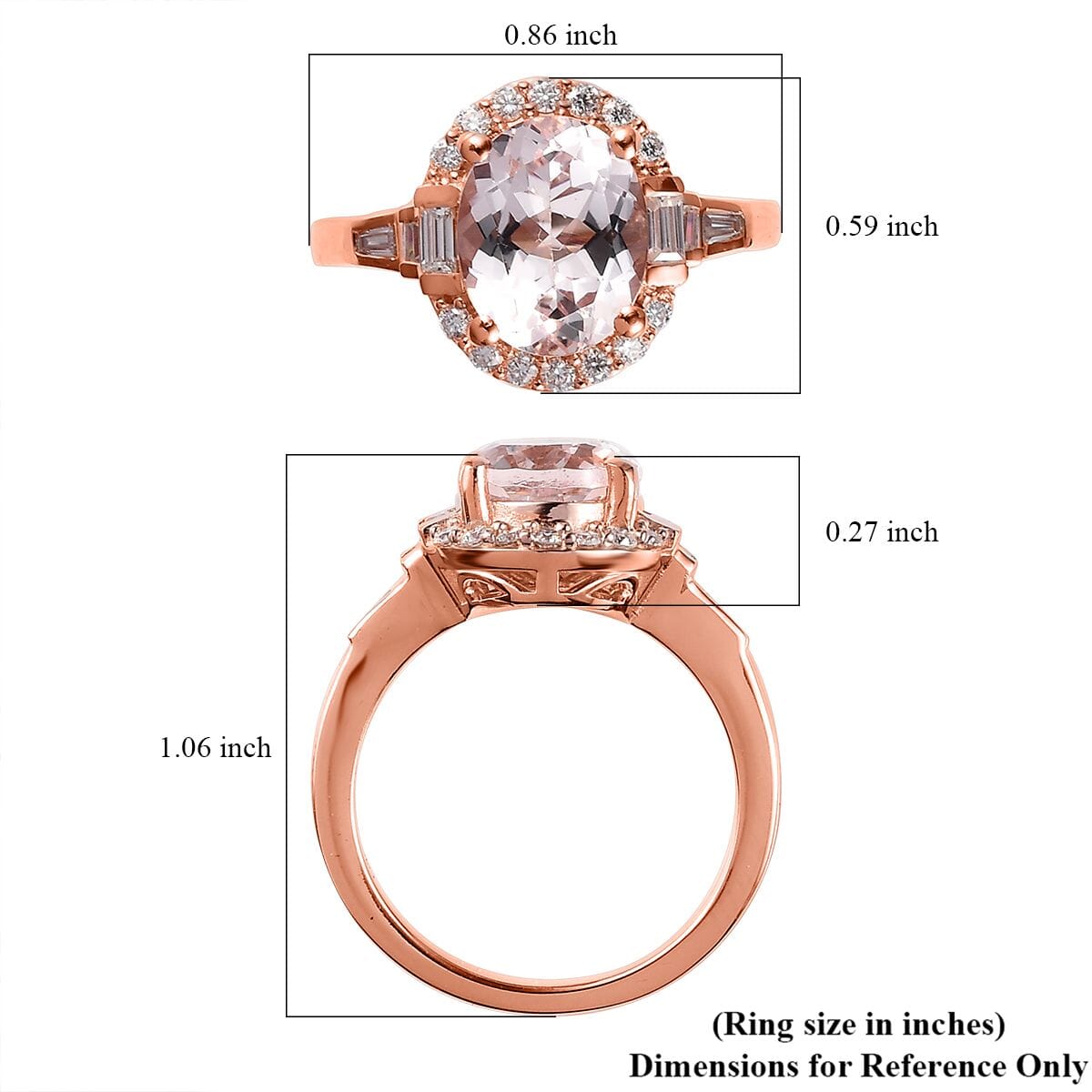Pink Morganite, Moissanite Ring in Vermeil RG Over Sterling Silver (Size 6.0) 2.85 ctw image number 5